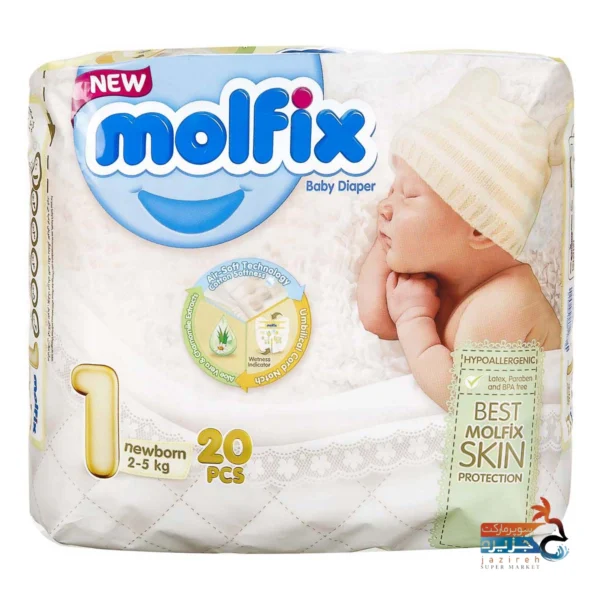 پوشک کامل بچه سایز 1 2 تا 5 کیلو گرم 20 عددی مولفیکس