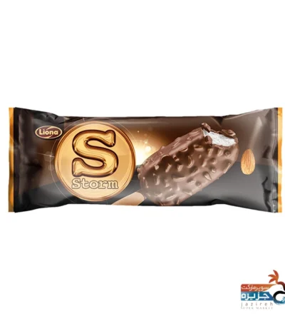 بستنی استورم وانیلی مغز بادام شکلات شیری