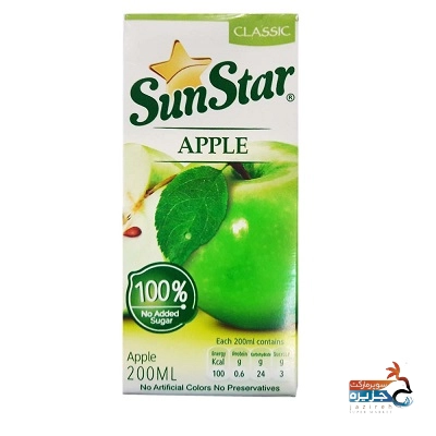 آبمیوه 200 میل پاکتی سیب سان استار